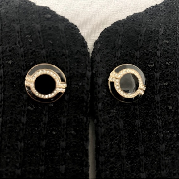 MISOOK Women’s Large Jacket Blazer Knit Black Gold Buttons with Rhinestones EUC - Picture 2 of 9